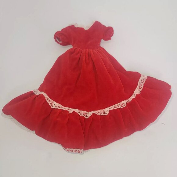 Lucky Inc. Brand Vintage Red Velvet Barbie Doll Sized Dress - Picture 5 of 7